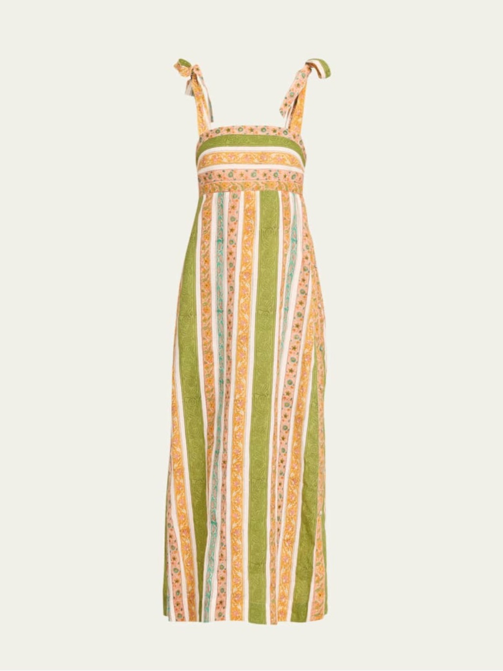 Hannah Artwear Tali Tie-Shoulder Printed Linen Maxi Dress
